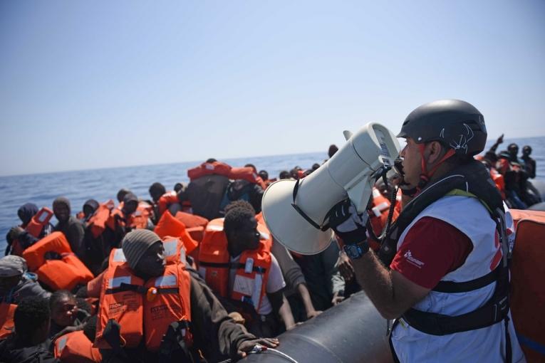 Ahmad Al Rousan lors d'une opération de sauvetage en juin 2016.