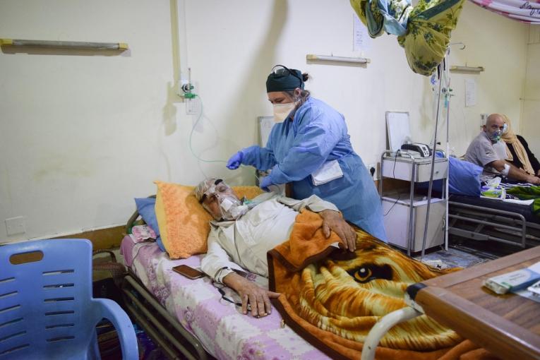 Dans l'unité de soins respiratoires de l'hôpital Al-Kindy de Bagdad.