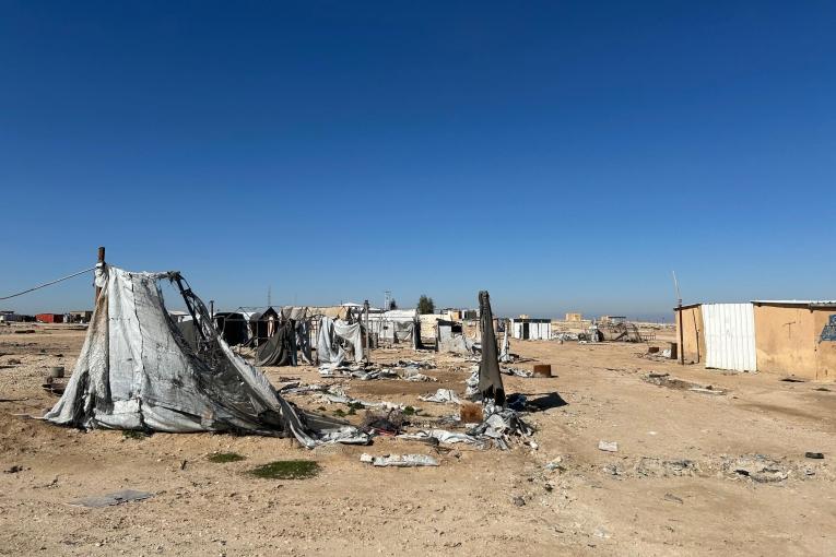 Des tentes abandonnées au camp d'Al Hol la veille de sa fermeture définitive.