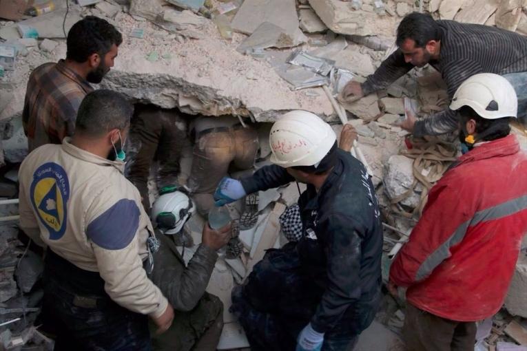 L'hôpital de Maarat al Numan à côté d'Idlib dans le nord de la Syrie détruit par un bombardement en février 2016.