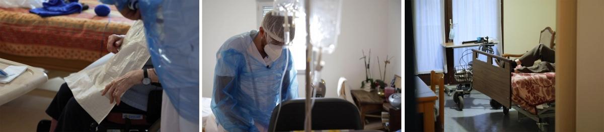 Images extraites du documentaire « Ehpad, seuls face au coronavirus », réalisé en décembre 2020 lors des interventions MSF dans le sud de la France. 
 © Armelle Loiseau