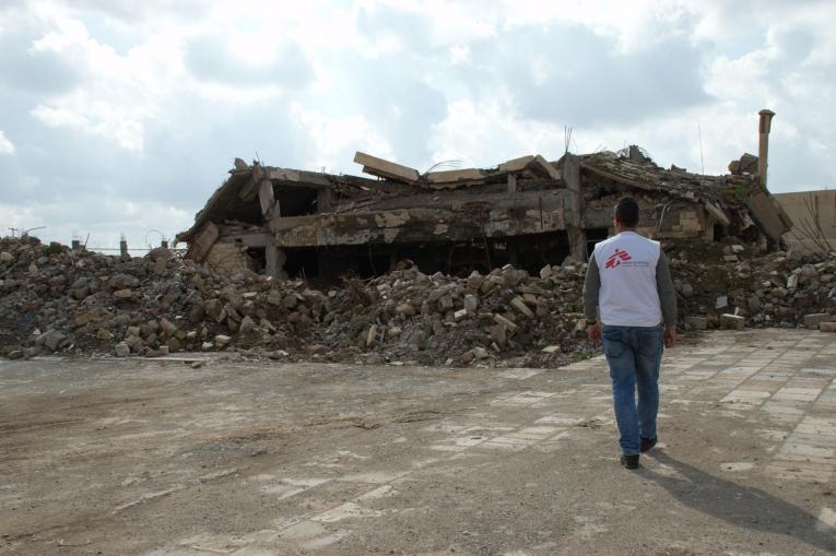 Un bâtiment détruit à proximité du centre de santé d'Hawija. 2019. Irak. 
 © MSF