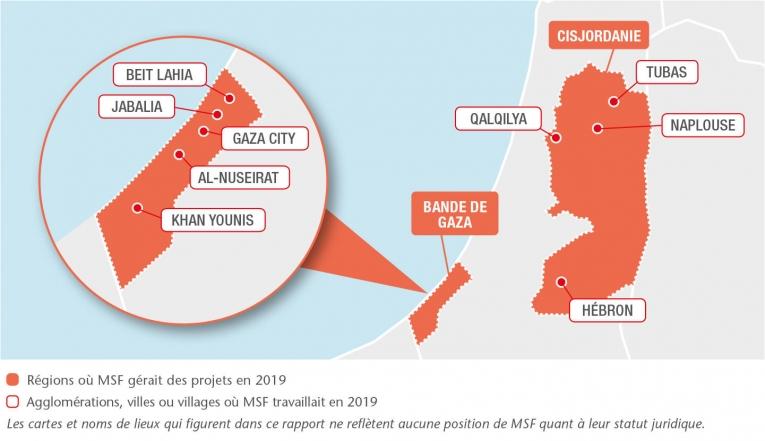 Principales villes où interviennent les équipes MSF. Source : rapport international d'activités 2019