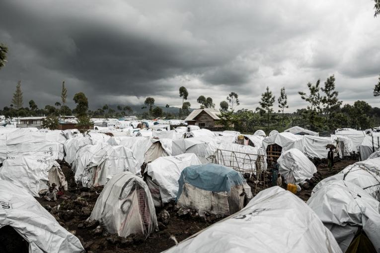 Vue générale du camp de déplacés de Rusayo, au Nord-Kivu. République démocratique du Congo, avril 2023.
© Michel Lunanga/MSF