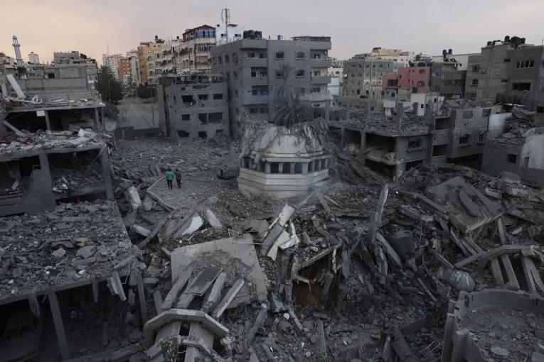 Vue des destructions à Gaza, provoquées par les bombardements israéliens. Octobre 2023. 
 © Mohammed ABED