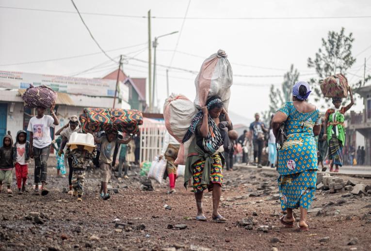 Personnes arrivant à Goma après avoir fui les affrontements armés dans le Nord et le Sud-Kivu.
© Jospin Mwisha