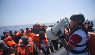 Ahmad Al Rousan lors d'une opération de sauvetage en juin 2016.