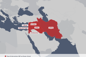 Carte de la présence de MSF au Moyen-Orient