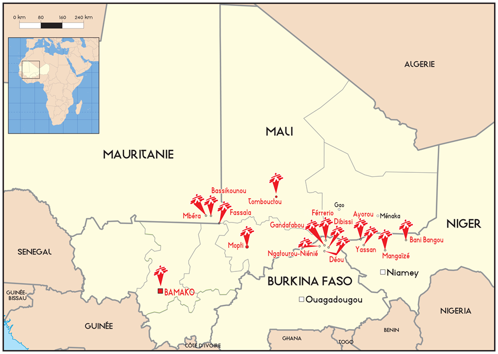 Carte des activités de MSF
